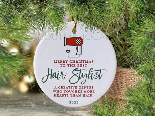 Hair Stylist Christmas Ornament with Hair Dryer by About Mahogany